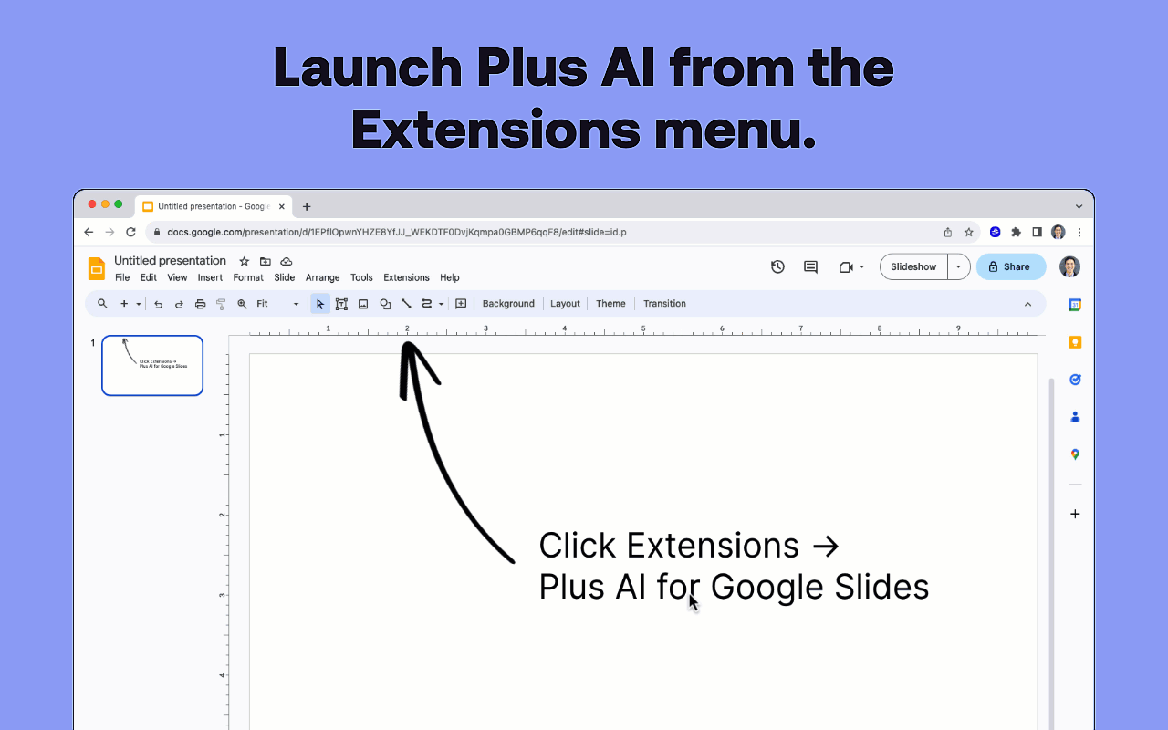 Plus AI(圖2) Launch Plus AI from the extensions menu.gif
