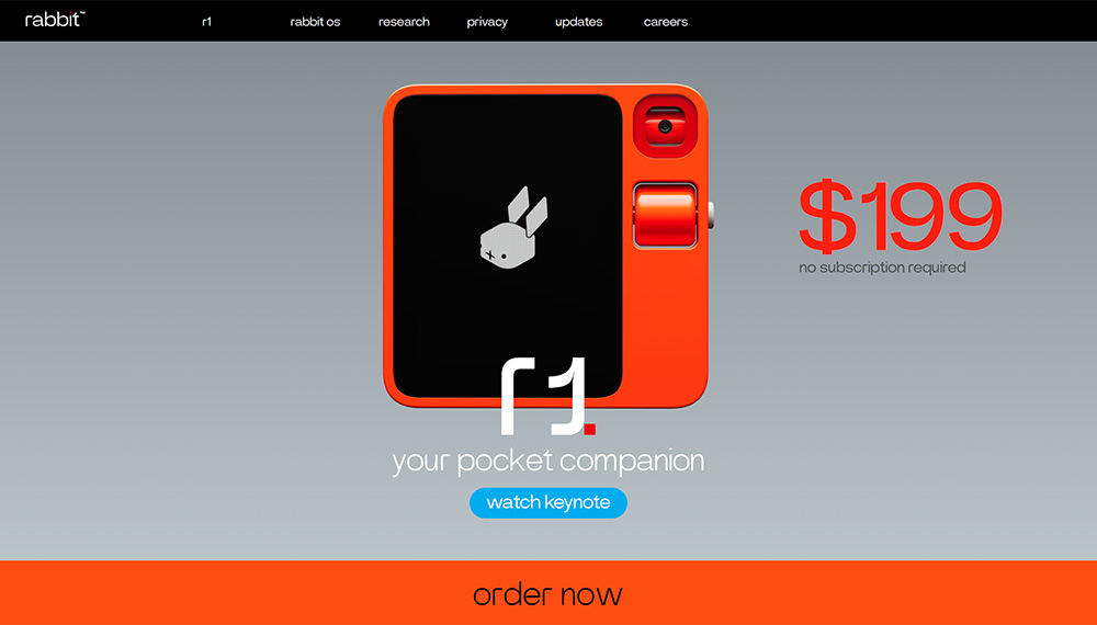 根據你的命令控制你手機上的應用：Rabbit R1 AI伴侶