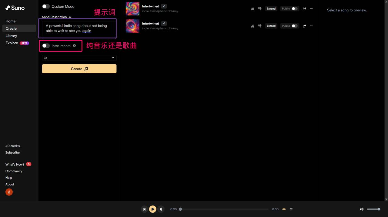 Suno Ai如何使用?(圖1) Suno - 普通模式