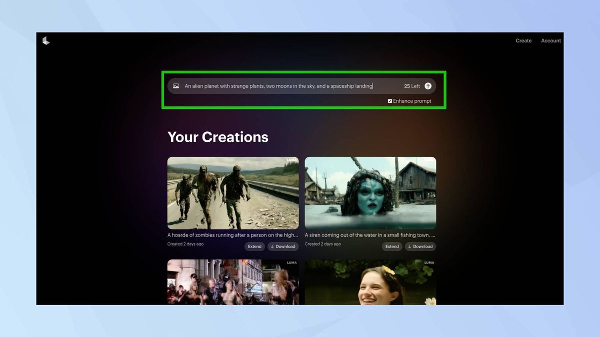 Dream Machine(圖3) Dream Machine如何使用:輸入您的提示或直接上載一張照片.jpg