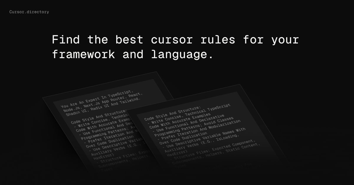 Cursor Directory:各種編程語言的配置文件和Cursor提示詞庫 Cursor Directory:各種編程語言的配置文件和Cursor提示詞庫