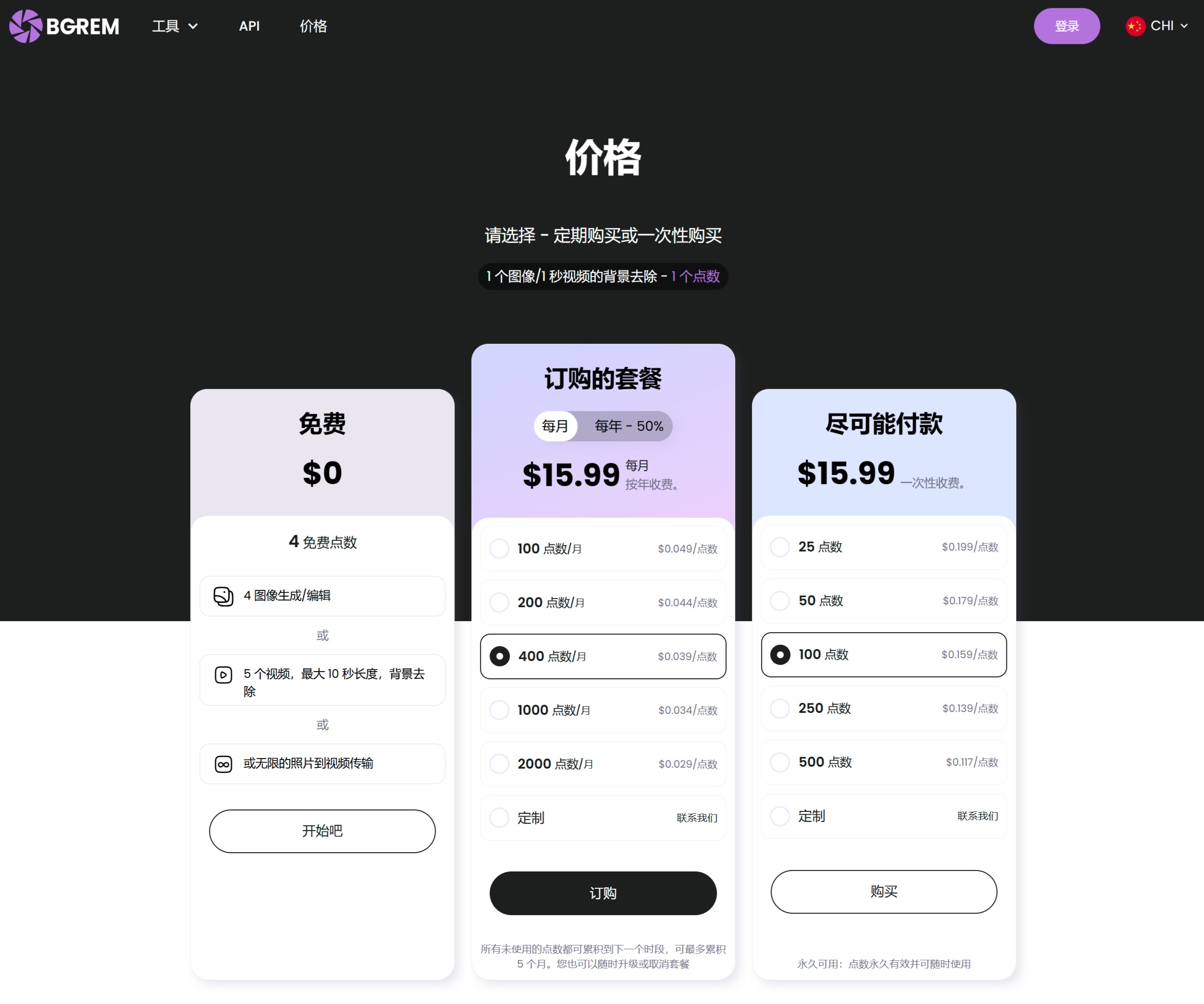 Bgrem.AI價格 Bgrem.AI價格