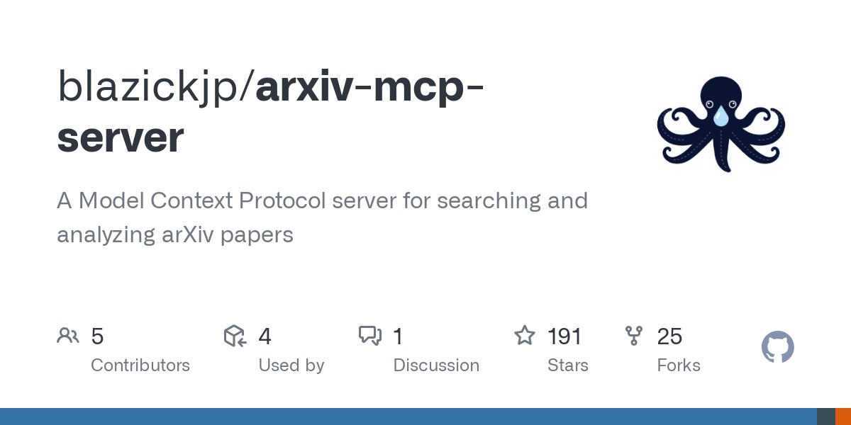 ArXiv MCP Server：用于搜索和分析arXiv論文的MCP服務器